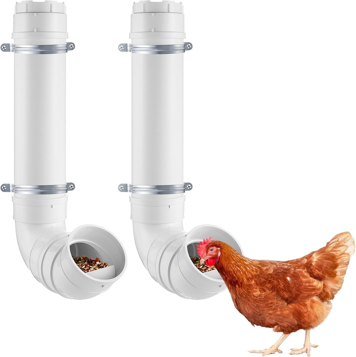 2 Pack Automatic Chicken Feeder 13lb No Waste PVC