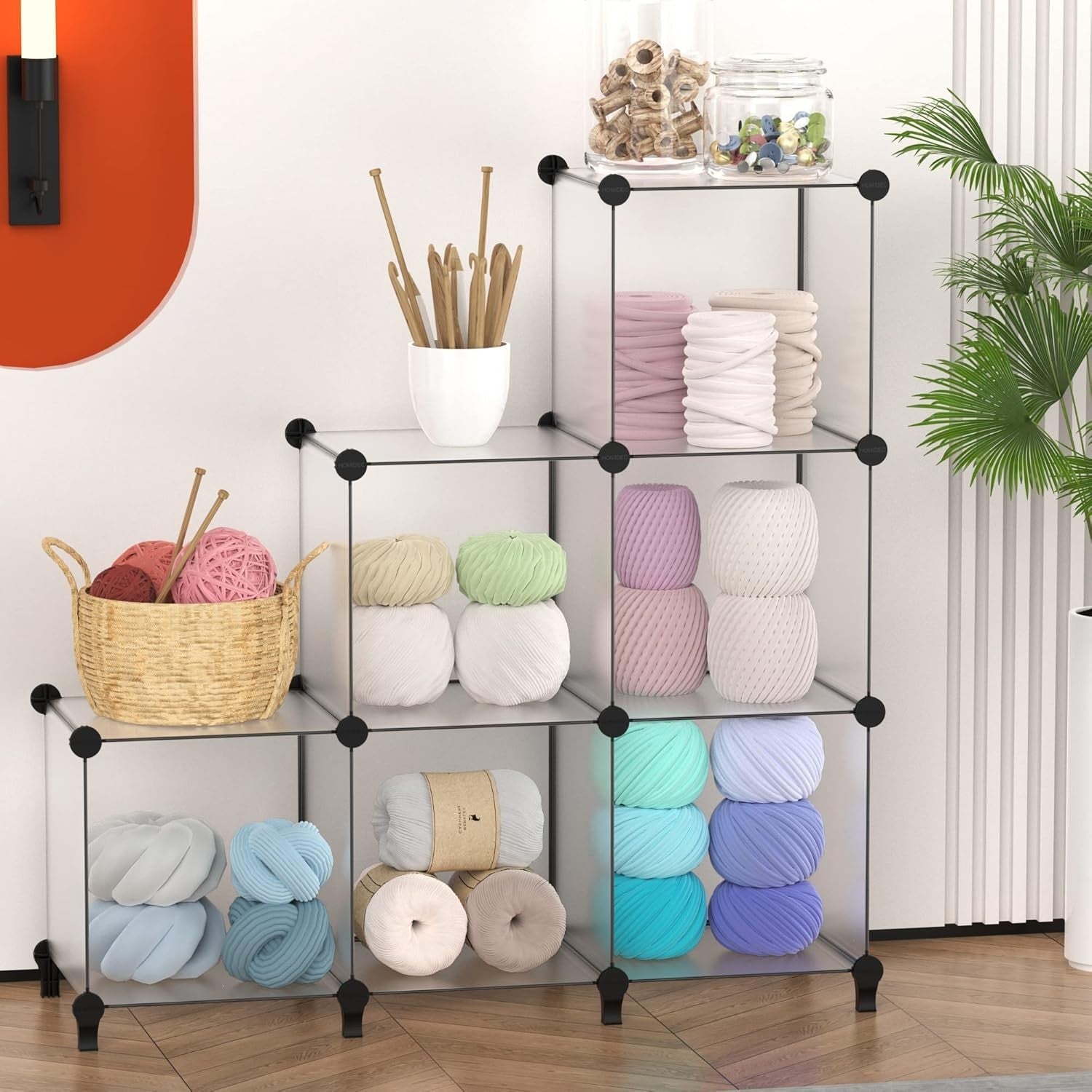 6-Cube Transparent Storage Shelf – Durable DIY Organizer for Books & Toys