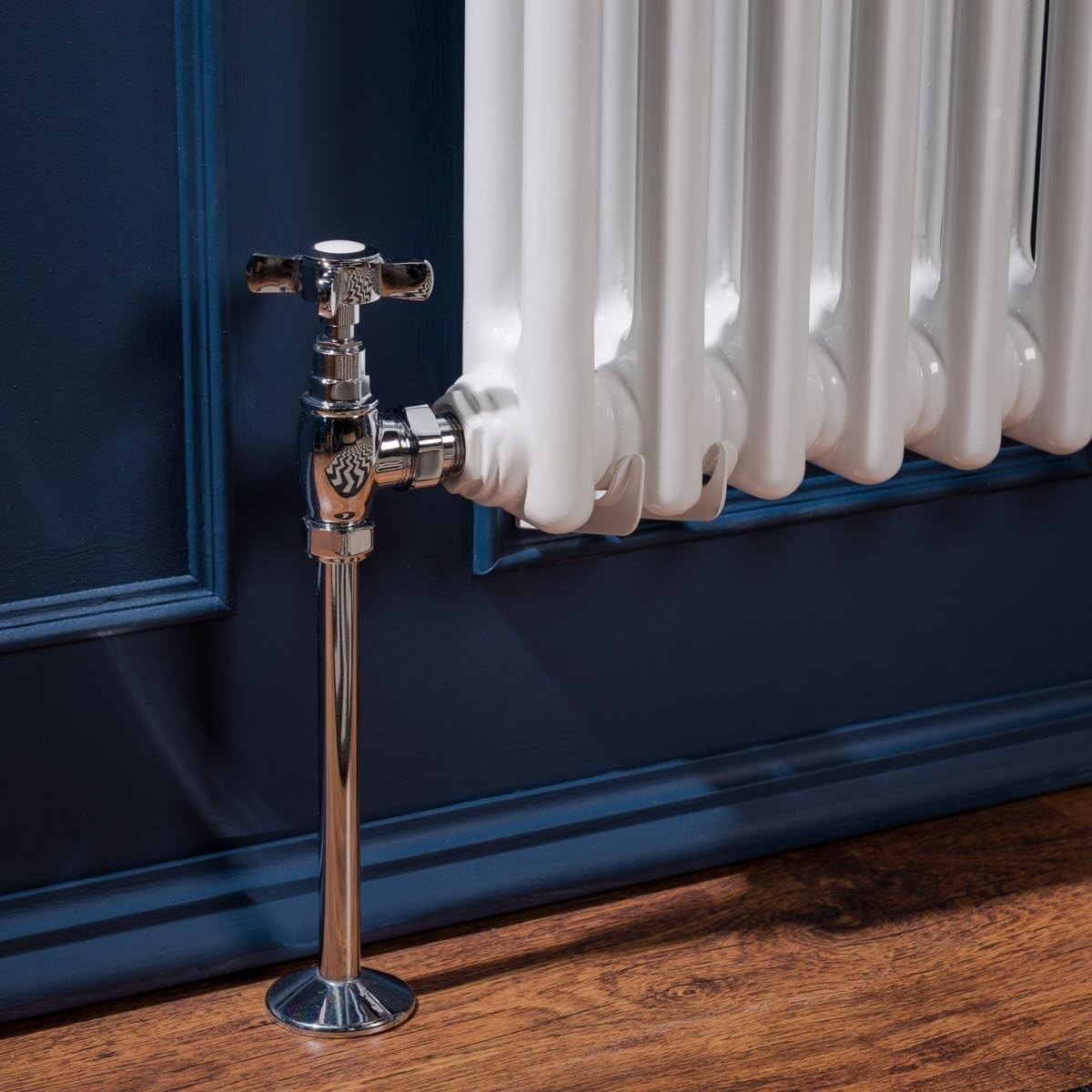 Double Column Horizontal Radiator 600x1190mm White Cast Iron Style