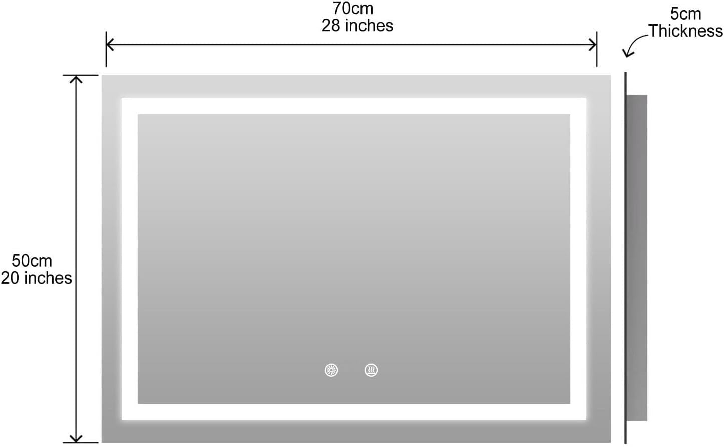 500x700mm LED Bathroom Mirror Anti-Fog Dimmable Wall Light Touch