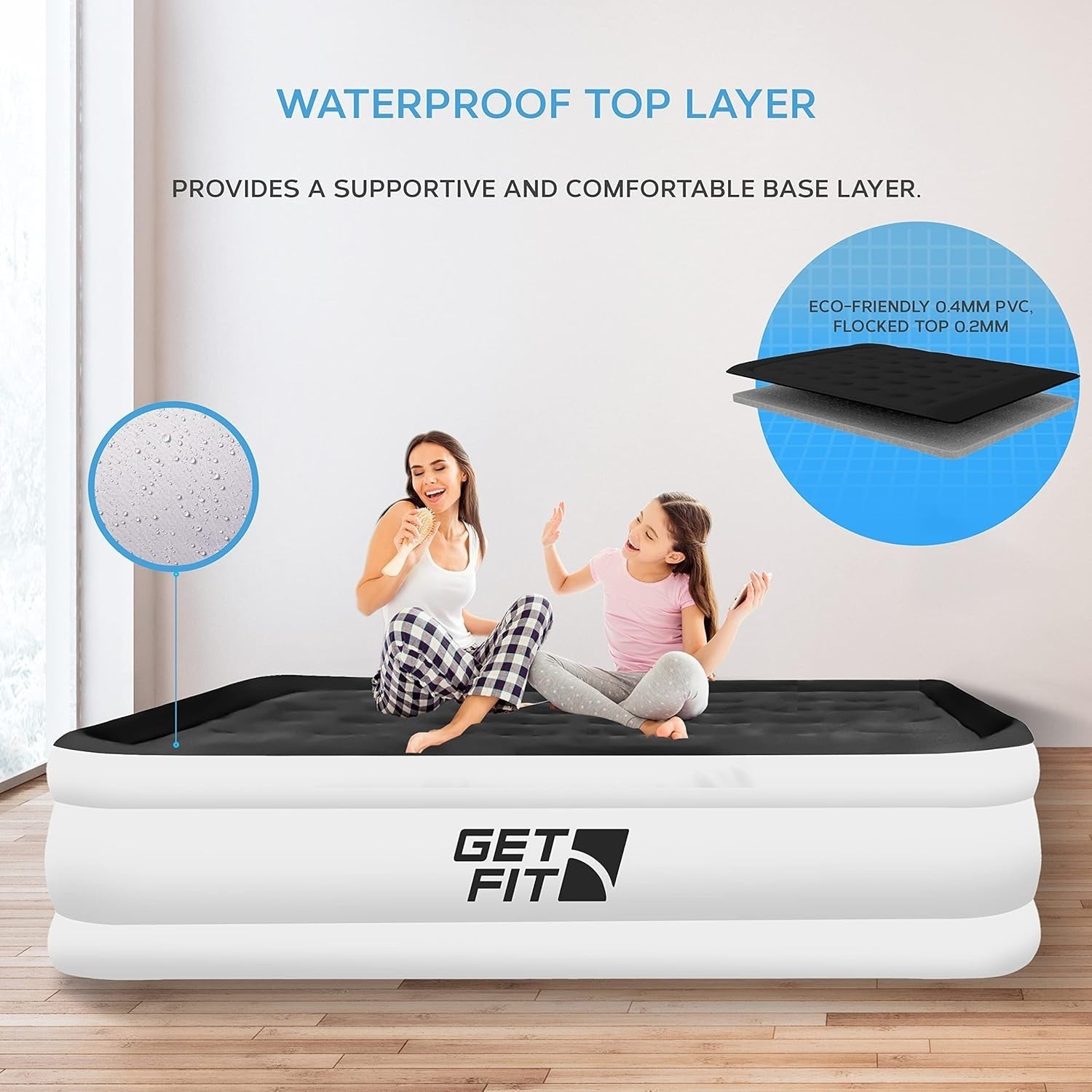 King Size Inflatable Air Mattress with Built-in Pump & 2 Pillows