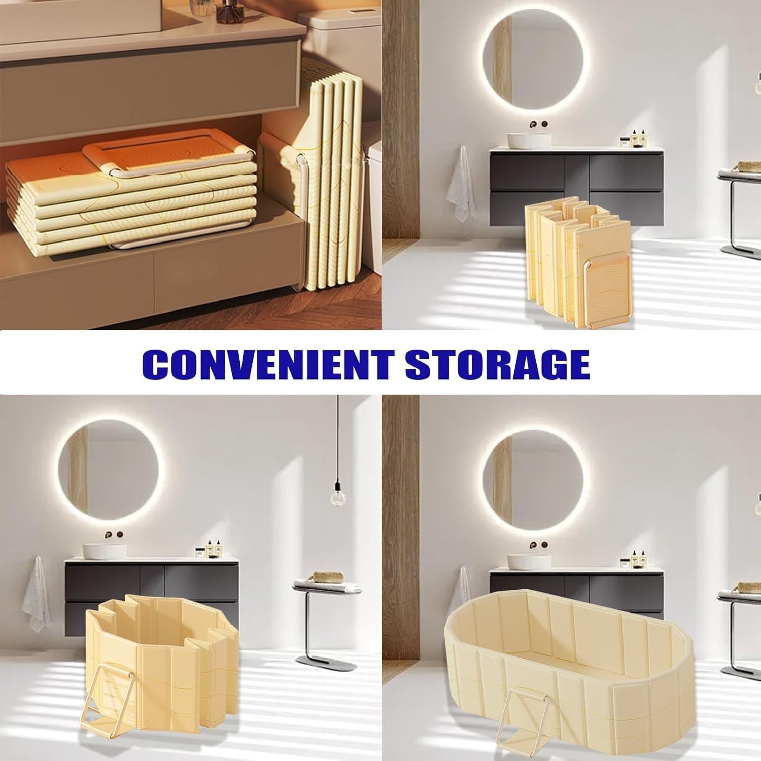Portable Foldable Bathtub 120x55cm Adult Spa Bath Tub Insulated Lid & Seat