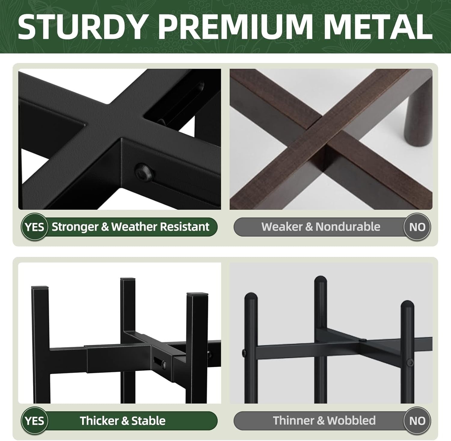 Adjustable Metal Plant Stand 23–35cm Tall Indoor Outdoor Flower Pot Holder