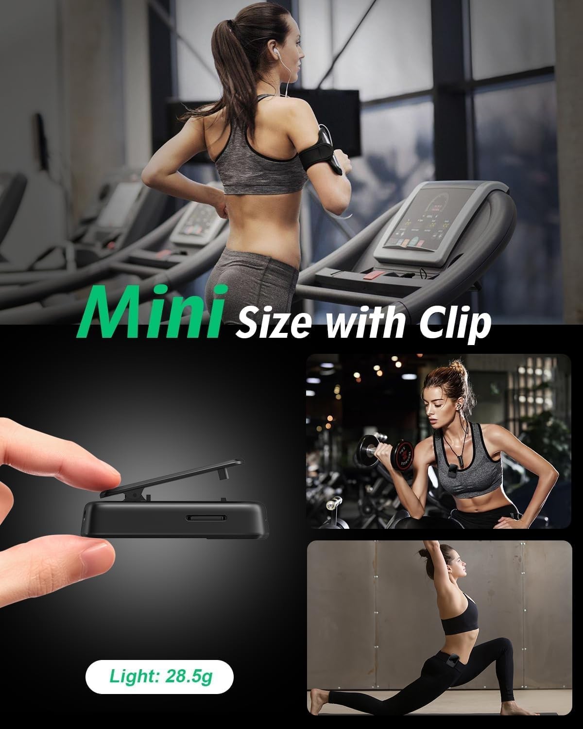 64GB MP3 Player Bluetooth 5.2 HiFi Mini Sports Clip FM Radio
