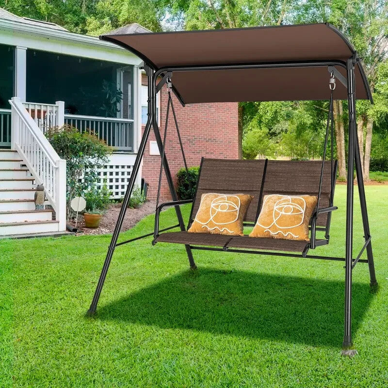 2-Seater Garden Swing Chair w/ Canopy & Cushions Patio Porch Glider Seat