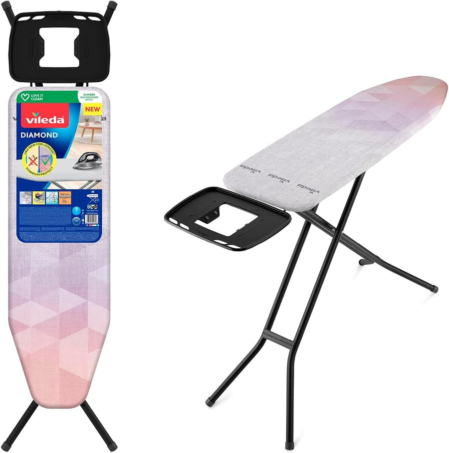 Medium Ironing Board Height Adjustable Titanium Coated Foldable 120x38cm
