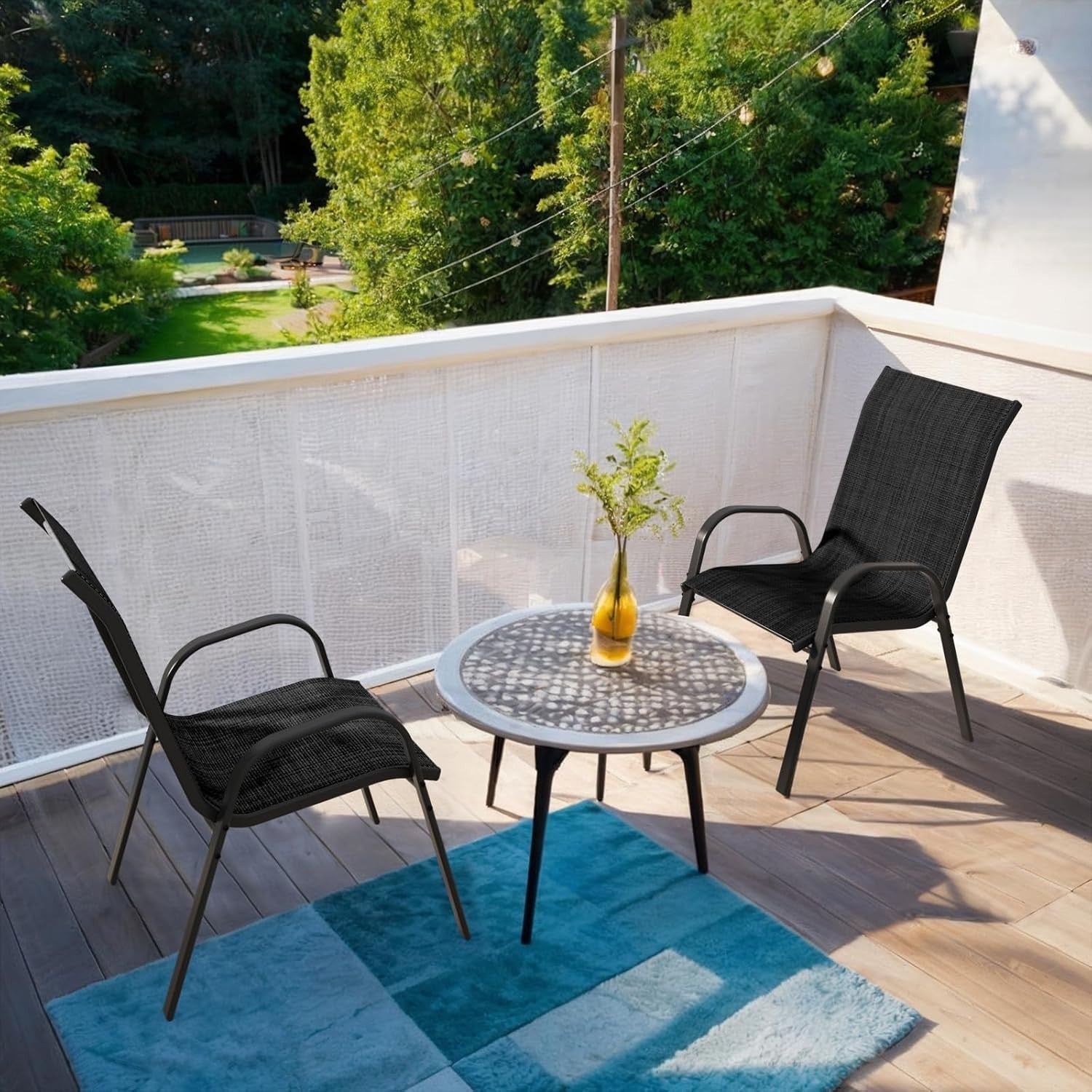 Stackable Outdoor Garden Chairs Set of 6 | Weatherproof Patio Dining Seats