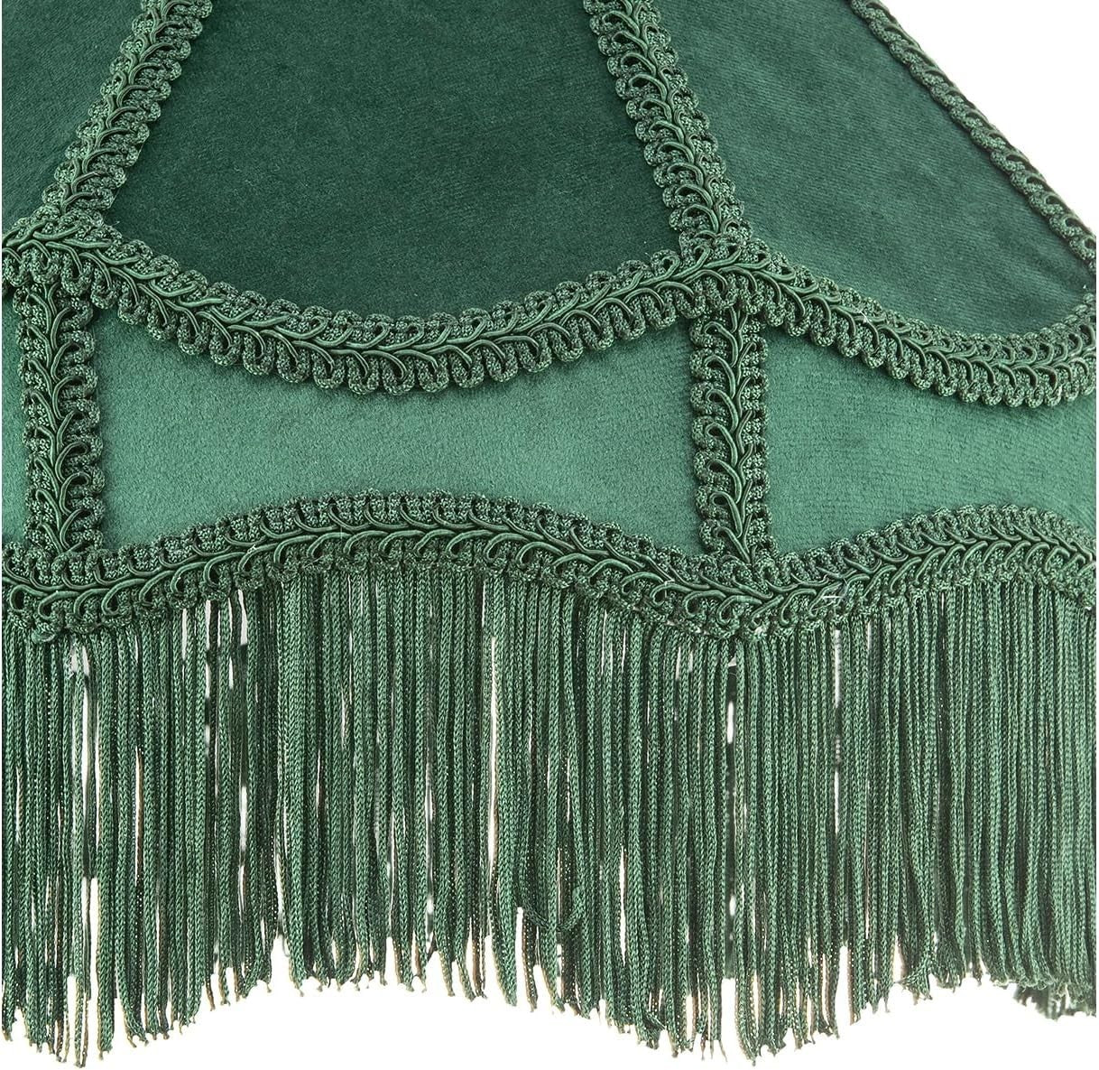 Victorian Empire Velvet Lampshade Forest Green Tassel Pendant 30cm