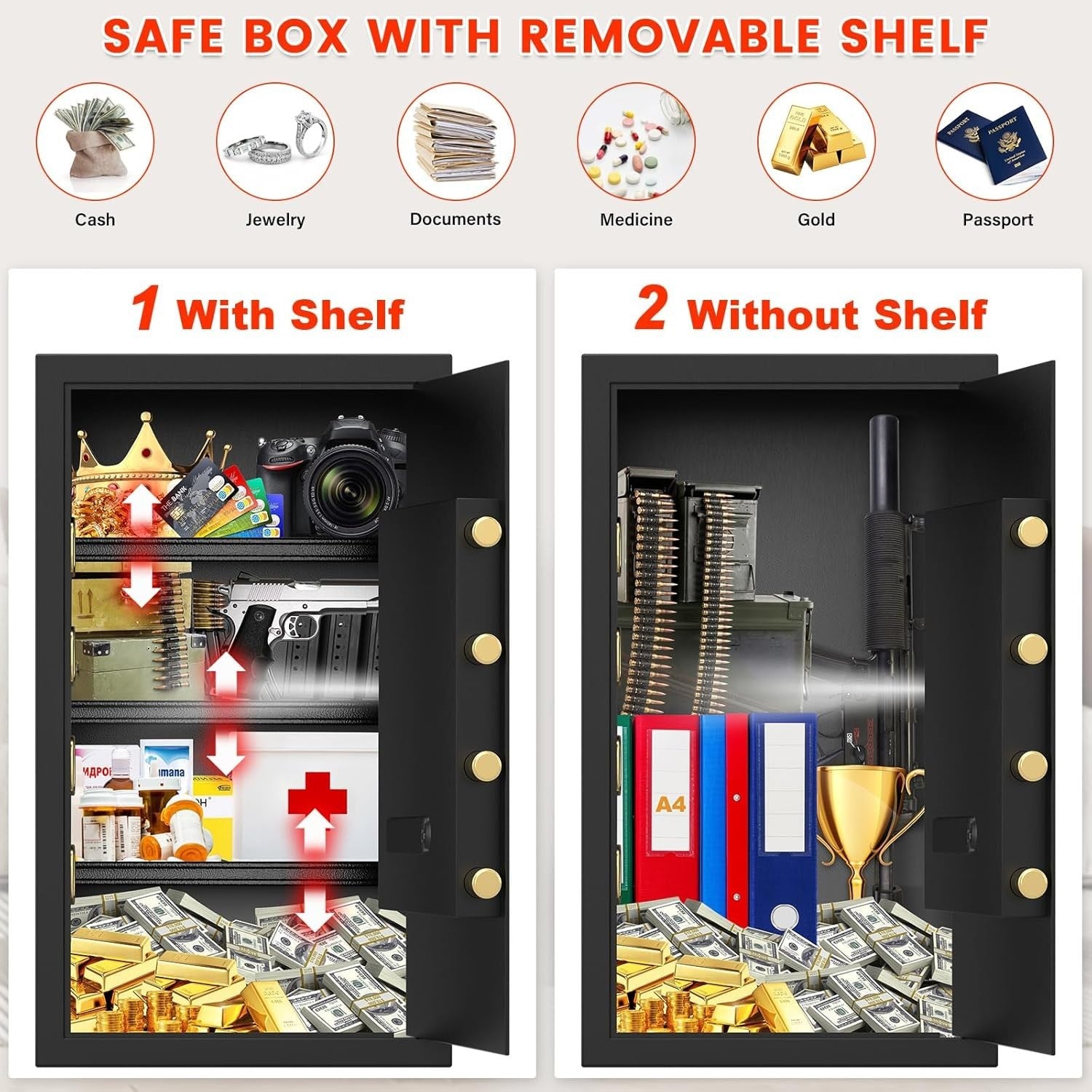 85L Fireproof Home Safe Box Digital Keypad Cash Document Security