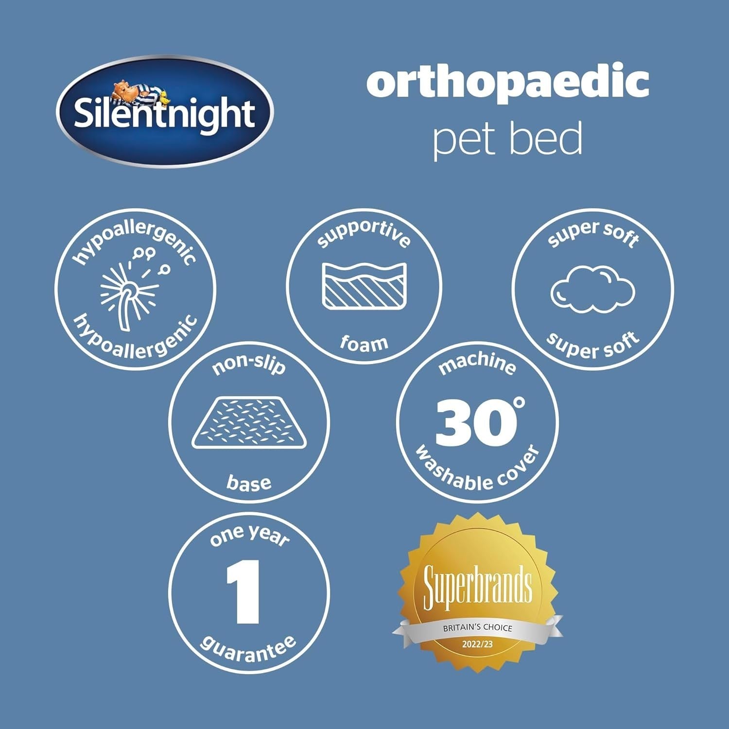 Medium Orthopedic Dog Bed 80x59cm Washable Non Slip Grey