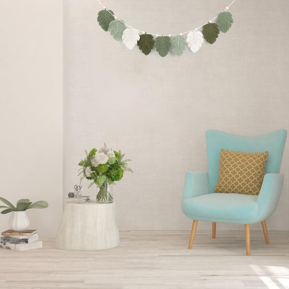 DIY Macrame Leaf Wall Hanging Kit Green Boho Home Decor