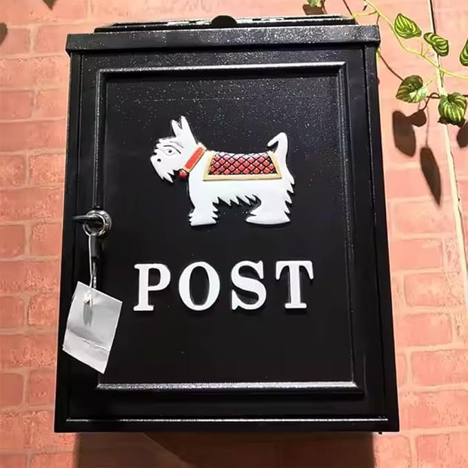 Lockable Retro Wall Mailbox Cast Aluminum Waterproof Letterbox for Home Garden