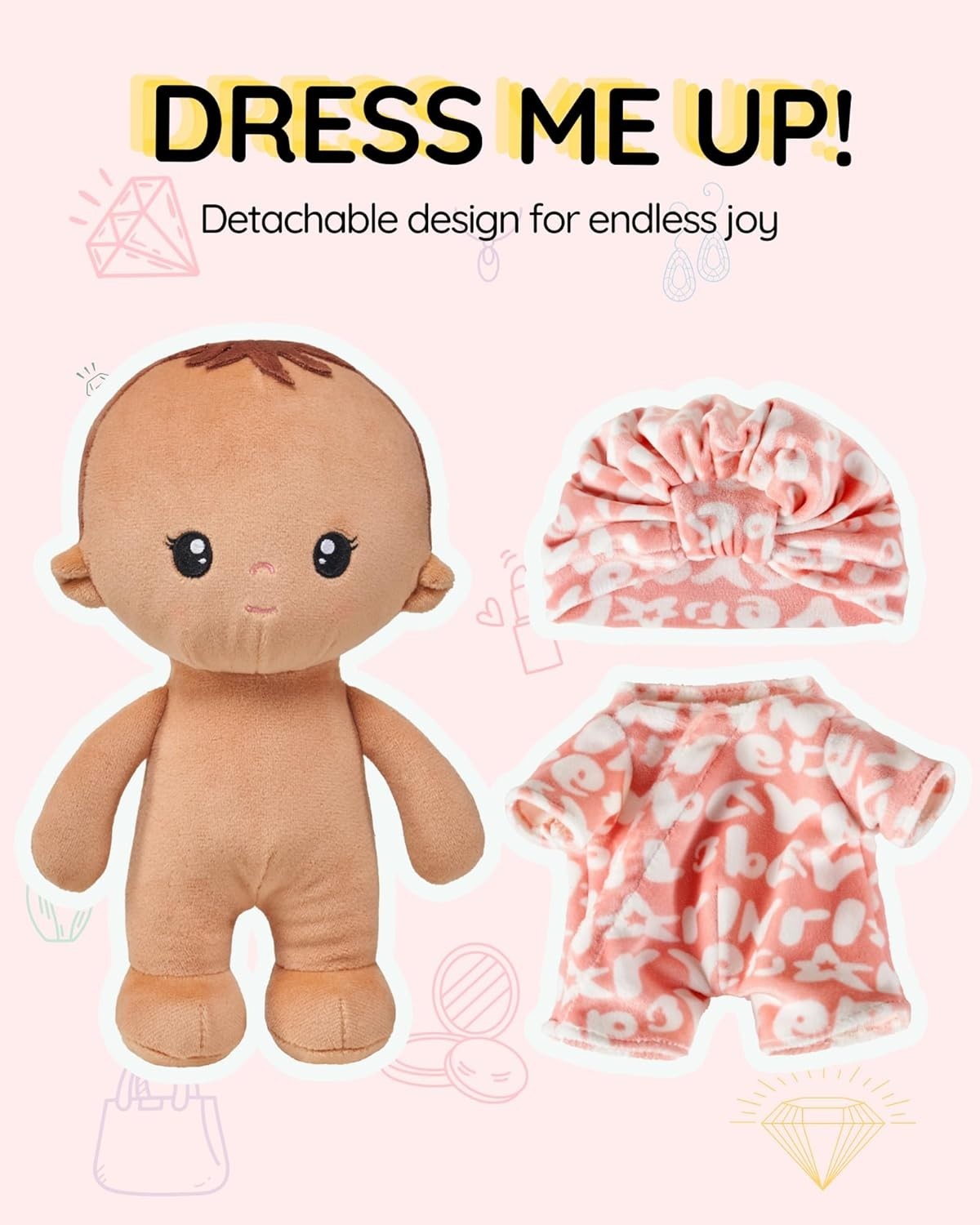 Soft Plush Baby Doll 9in First Cuddle Toy Sleeping Rag Doll Set