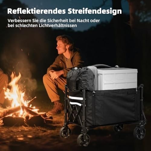 120L Folding Festival Trolley Wagon Cart With Brakes Outdoor Camping
