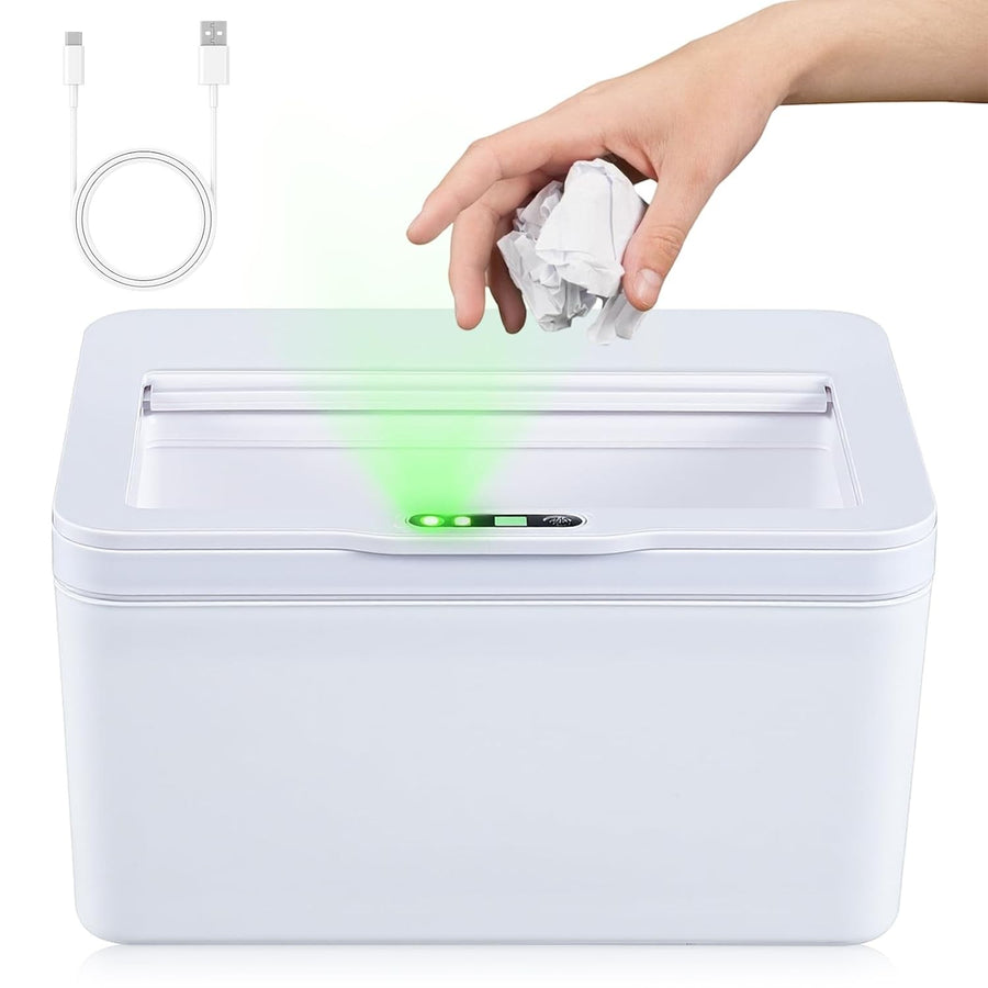 6L Automatic Touchless Sensor Bin USB Rechargeable Desktop White