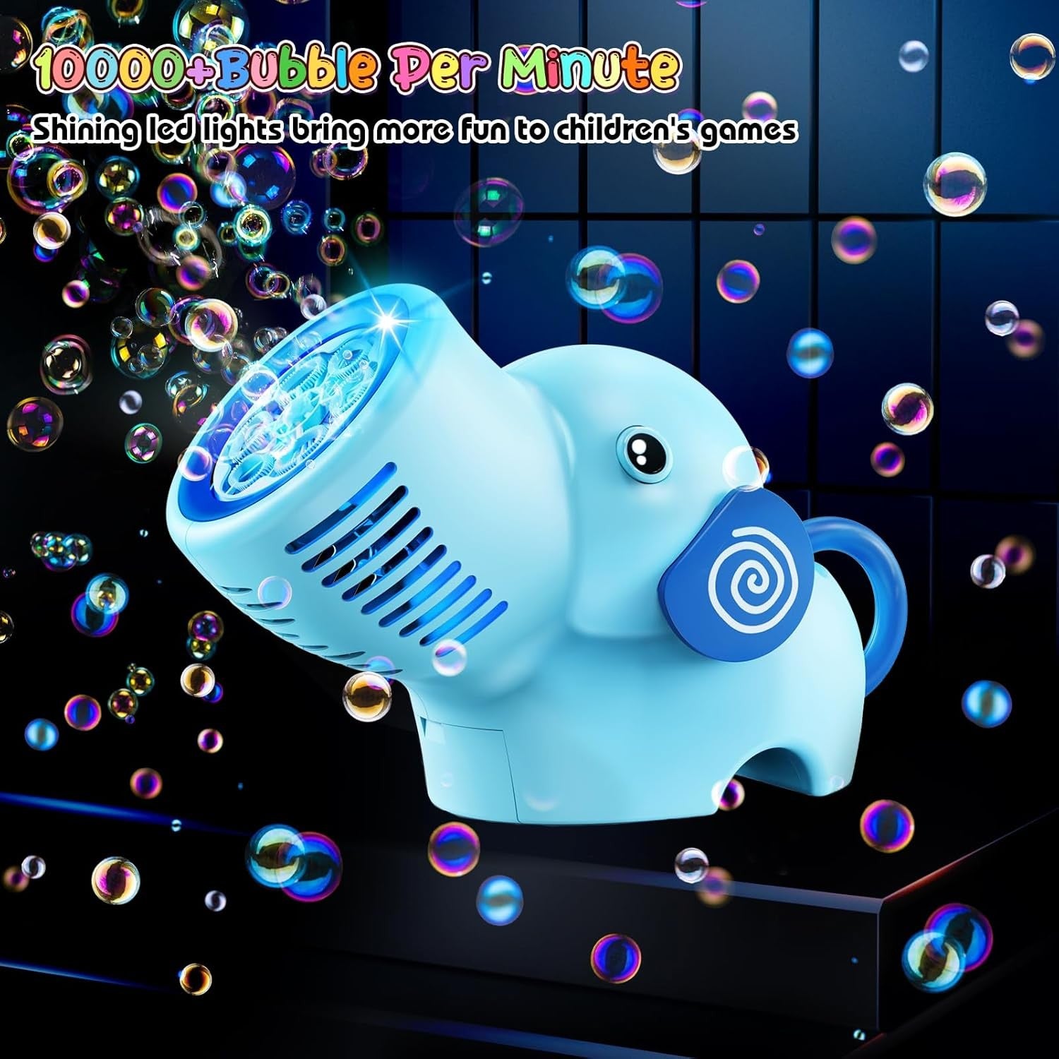 Bubble Gun LED Lights 10000 Bubbles Blue Toy