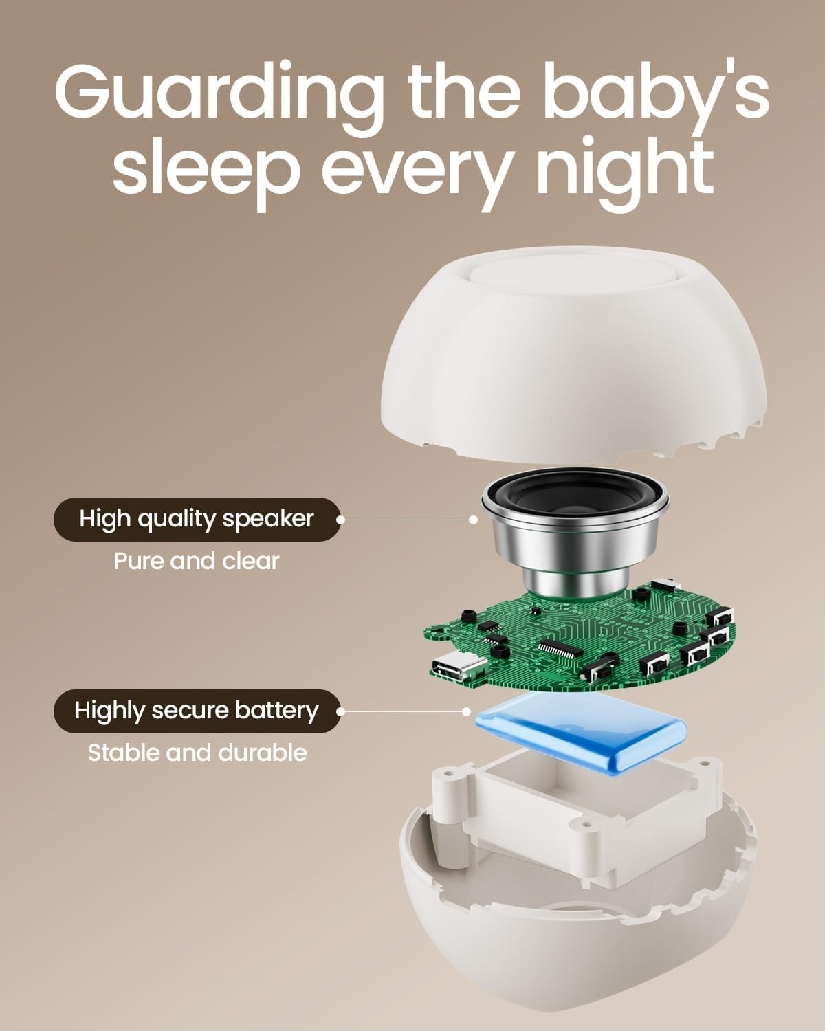 Portable White Noise Machine Baby Sleep Sound Bluetooth Nursery Gray