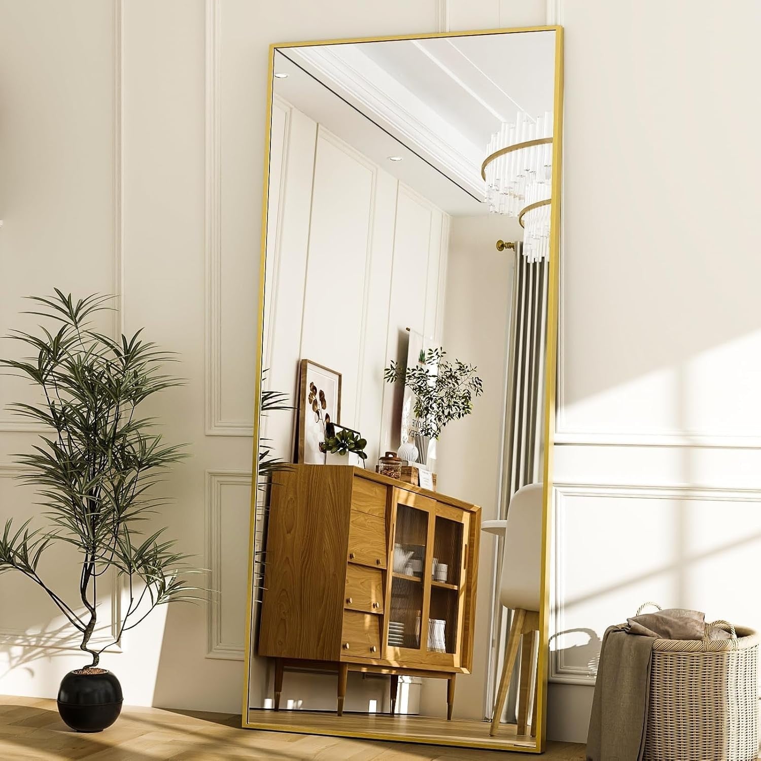 Full Length Floor Mirror 76x171cm Standing Leaning Wall Mount Gold Frame
