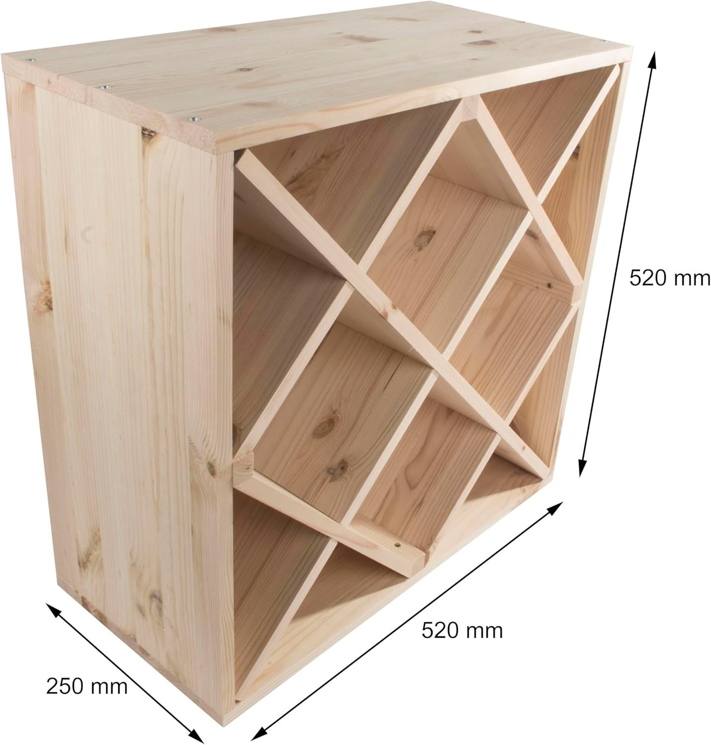 24 Bottle Wooden Wine Rack Cube Storage Stand | Freestanding Pine Display Unit
