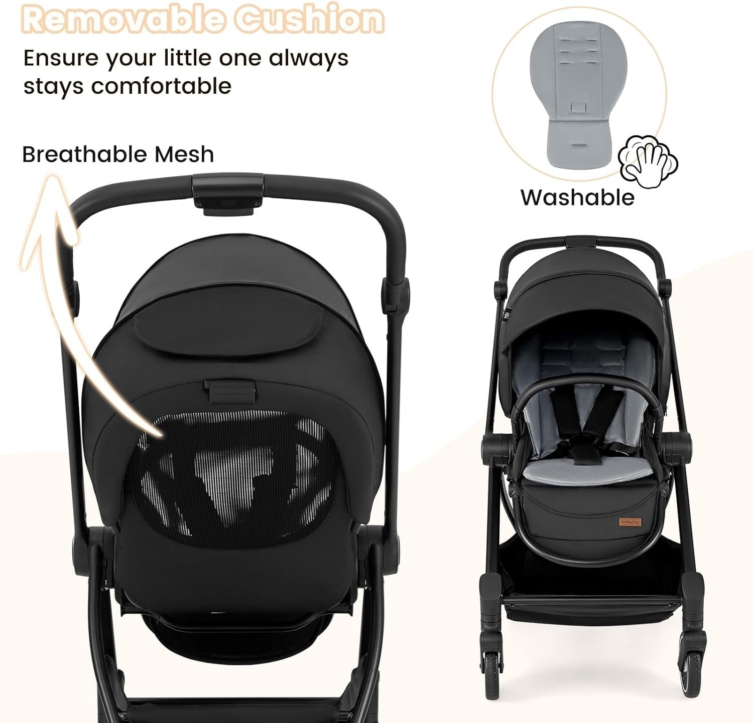 Foldable Baby Pushchair Reversible Seat Recline Adjustable Canopy 0-36M