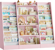 Kids Bookshelf Toy Storage Organizer with 14 Fabric Shelves & 5 Open Racks