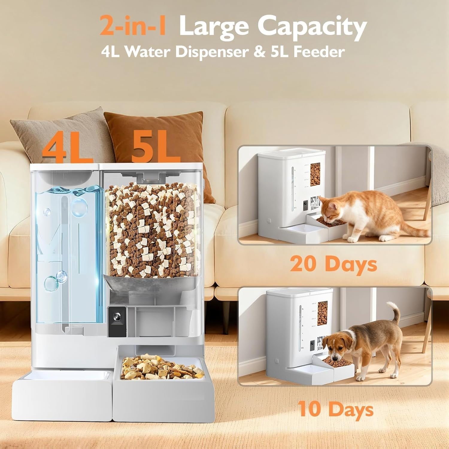 2K Camera Automatic Cat Feeder WiFi App Control 5L Food 4L Water