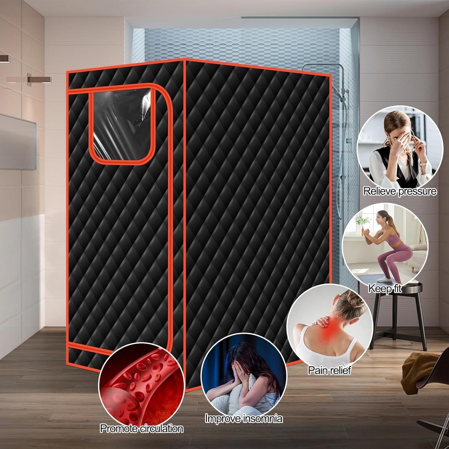 Portable Infrared Sauna Tent for 1-2 Person – Home Spa w/ Folding Chair & LED