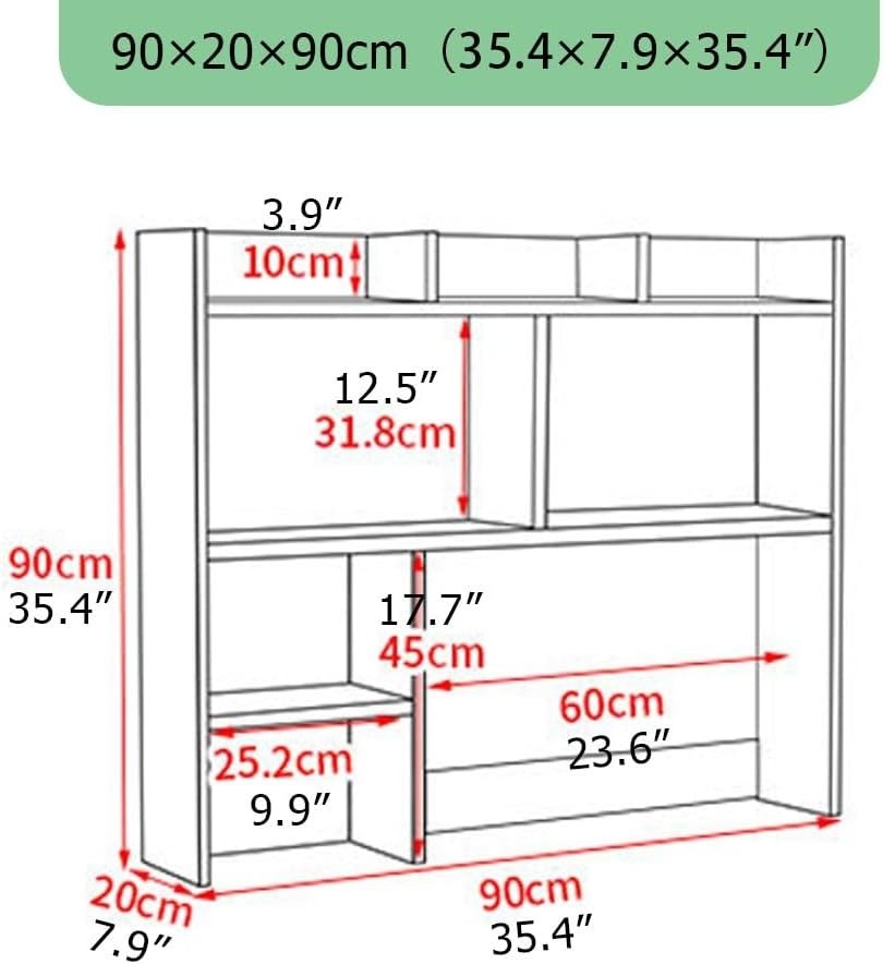 Brown Desk Hutch Bookshelf Organizer | 9-Grid Desktop Storage Shelf 90cm