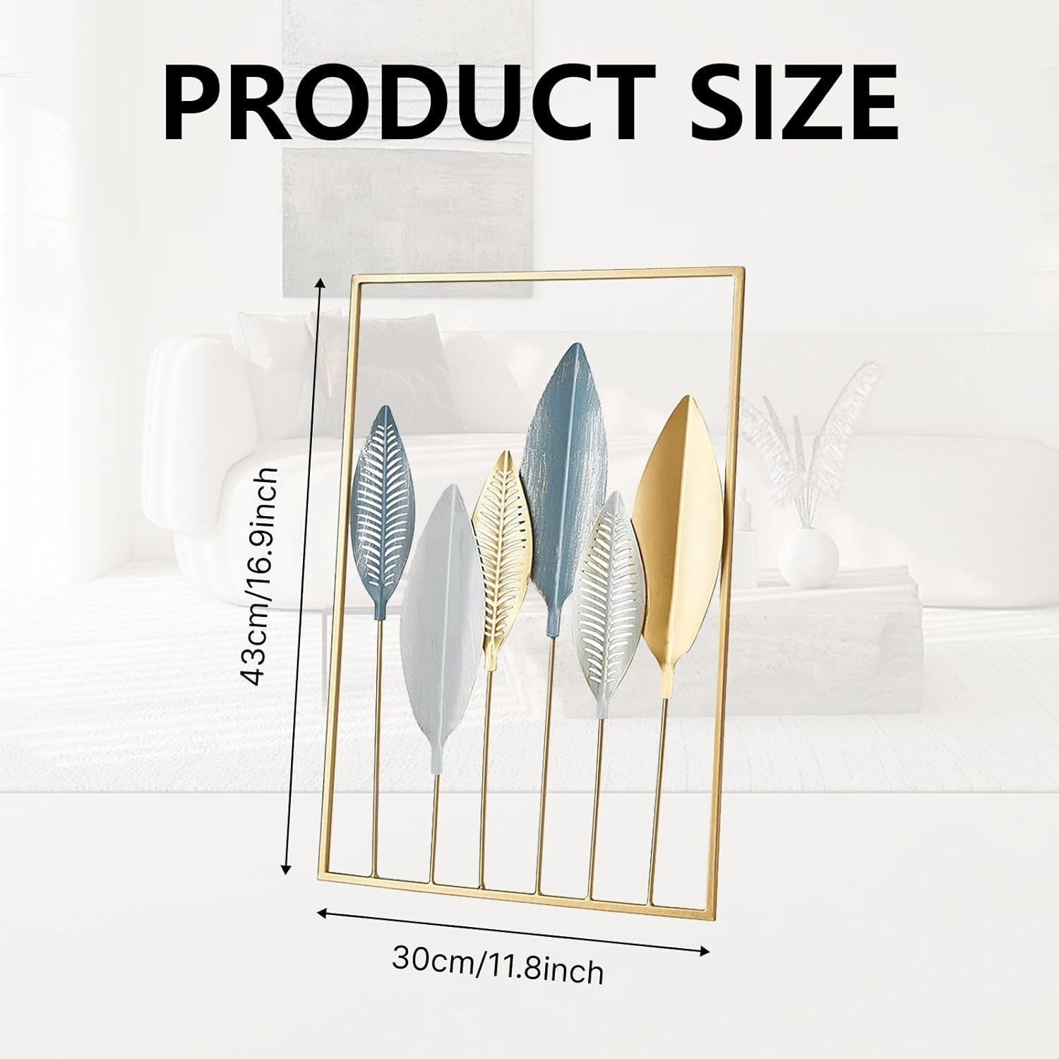 Gold Metal Leaf Wall Art Set 3Pcs Modern 30x40cm