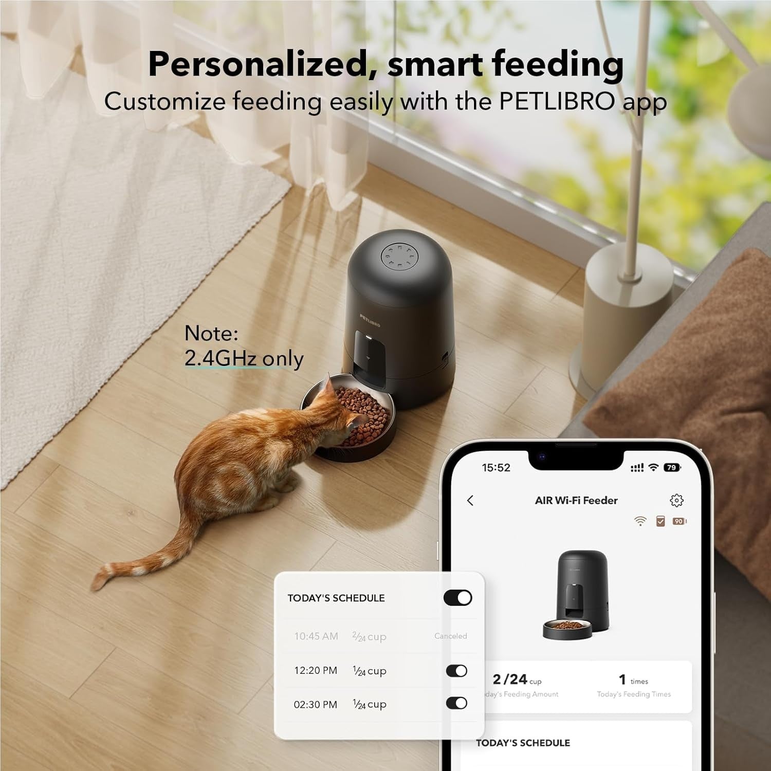 Automatic Cat Feeder WiFi App Control Rechargeable Timer Food Dispenser