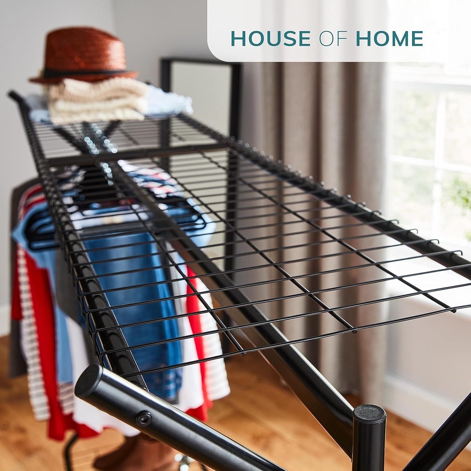 Heavy Duty 5ft Clothes Rail with Wheels & Shelf Black