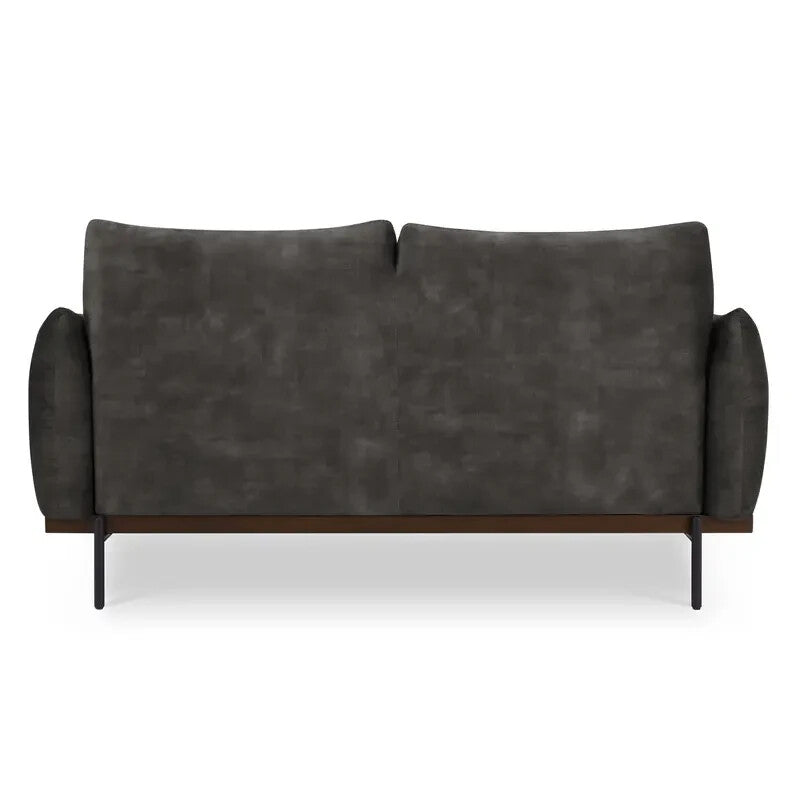2 Seater Sofa Steel Grey Velvet | Modern Compact Couch with Metal Legs
