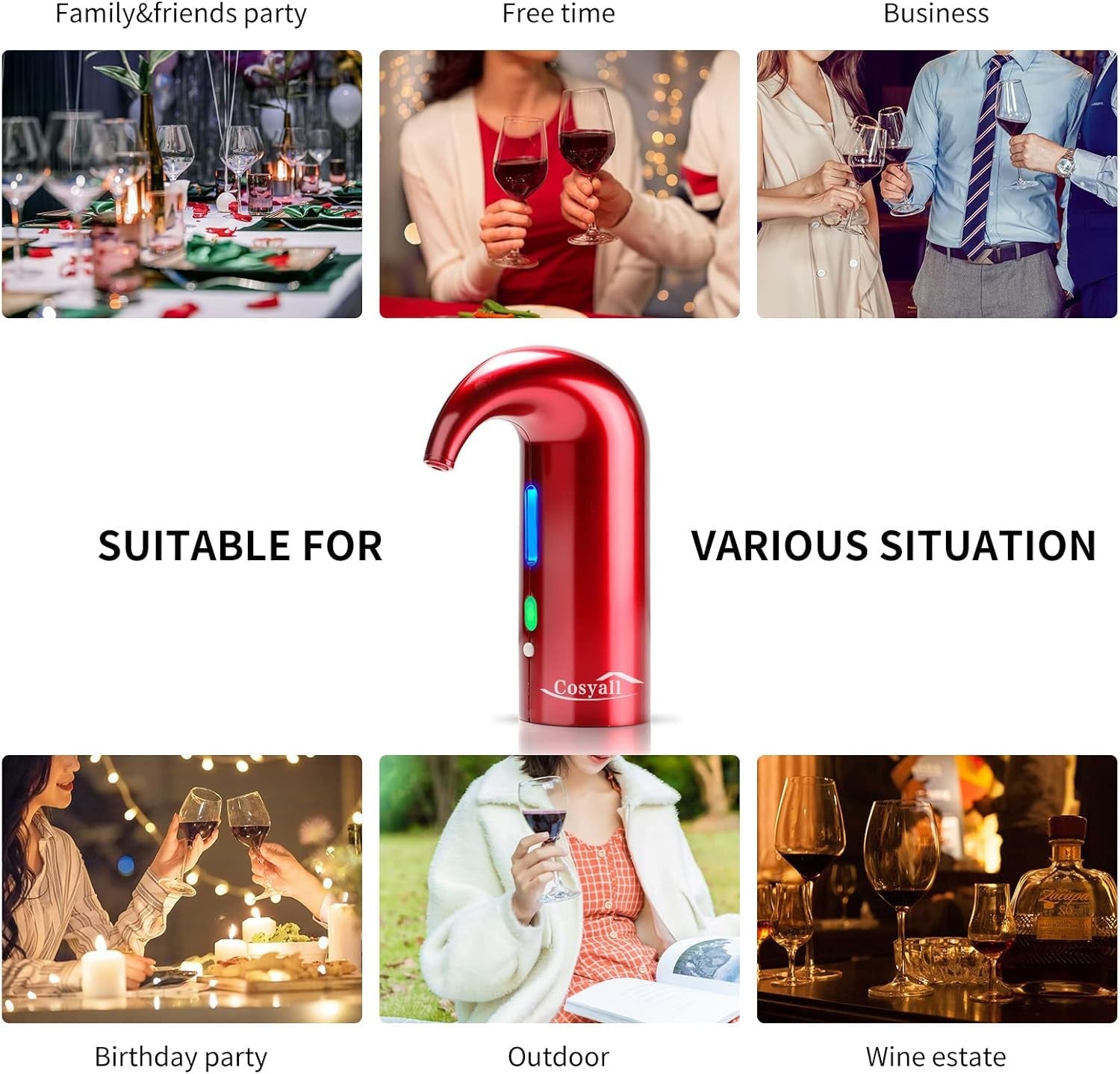 Electric Wine Aerator Dispenser Automatic Pourer Rechargeable Red Party Gift