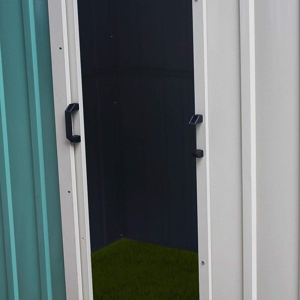 8x4ft Heavy Duty Metal Garden Shed with Lockable Sliding Doors Waterproof Green