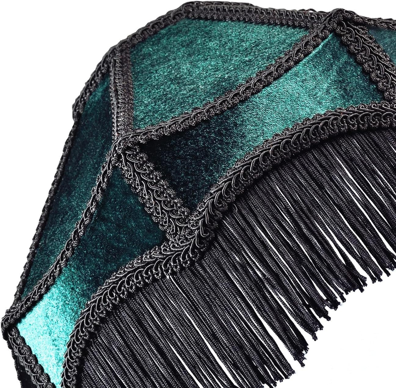 Victorian Empire Velvet Lampshade Emerald Green Tassel Pendant 30cm