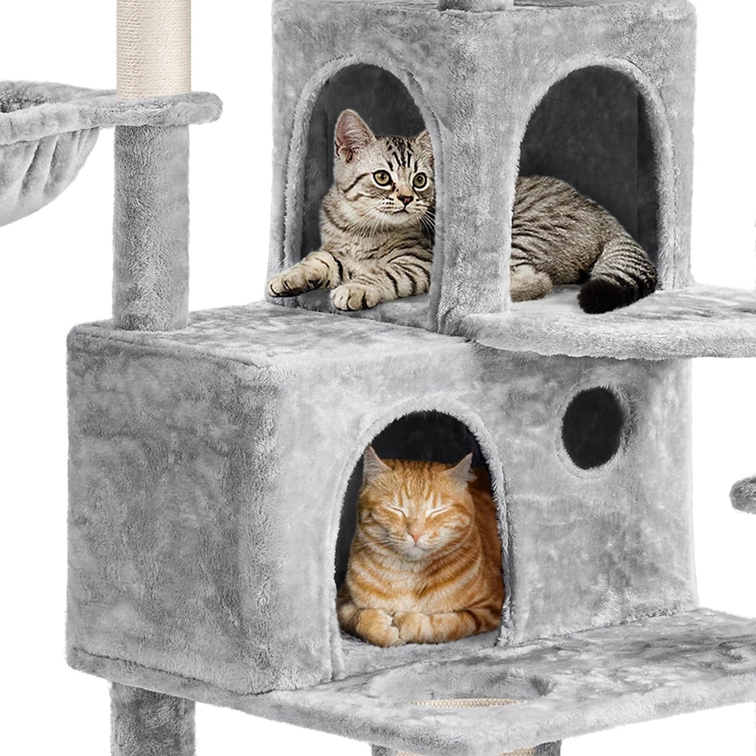 194cm Light Grey Cat Tree Tower with Condos Baskets Scratching Posts