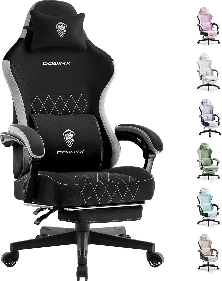 Gaming Chair w/ Footrest Massage Lumbar Pocket Spring Cushion