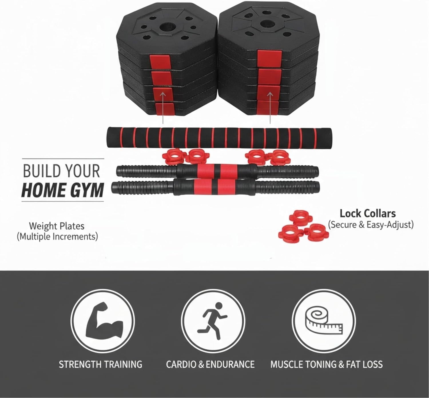40KG Adjustable Dumbbell Set Octagonal Barbell Home Gym Weights