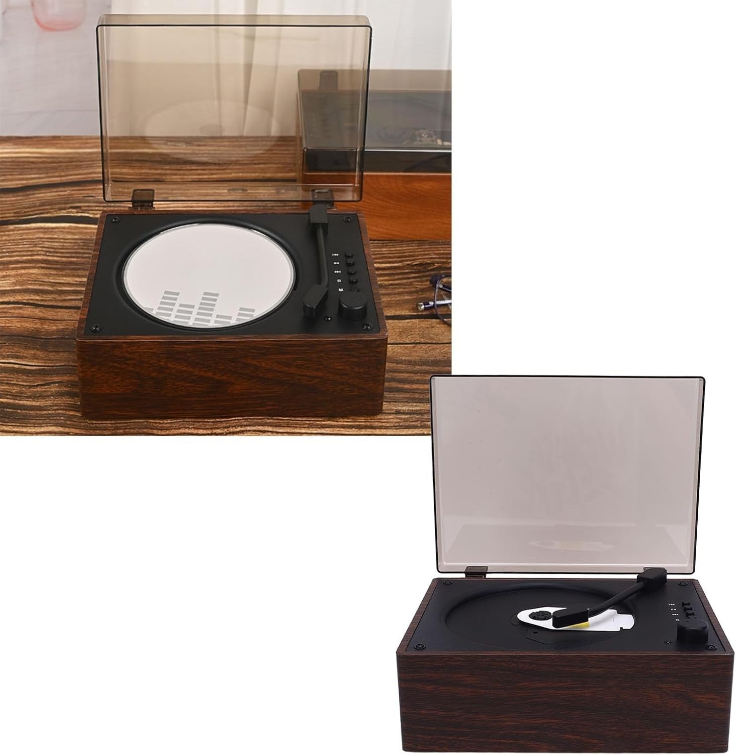 Retro Suitcase Bluetooth CD Player Speaker Remote USB AUX Walnut