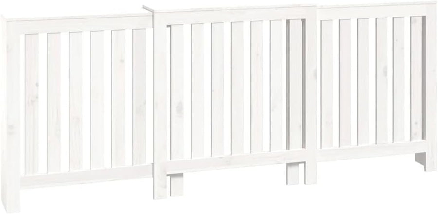 White Radiator Cover 210x21x85cm Solid Pine Wood | Slatted Heating Cabinet