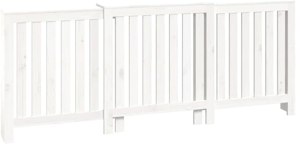 White Radiator Cover 210x21x85cm Solid Pine Wood | Slatted Heating Cabinet