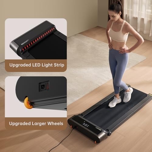 Foldable Under Desk Treadmill 120kg Capacity Quiet Home Walking Jog