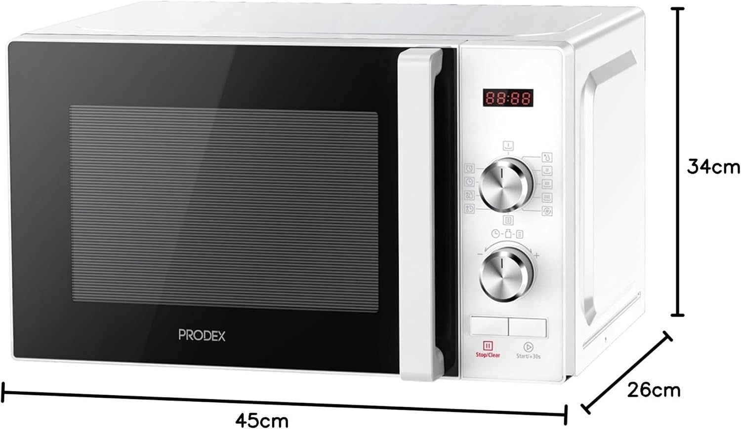 20L Digital Microwave 800W 6 Power Levels Defrost White Timer