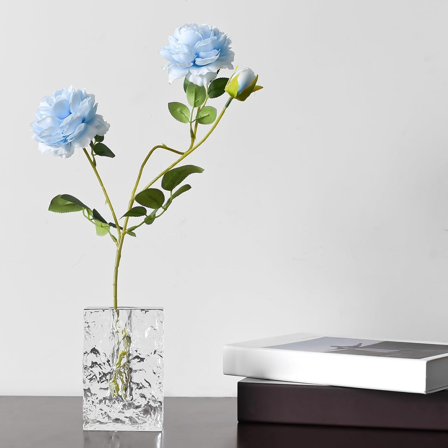 Crystal Glass Vase Ice Texture Modern Rectangular Tabletop Home Decor