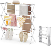 3 Tier Clothes Airer Folding Drying Rack 11 Pole Extendable Indoor Outdoor