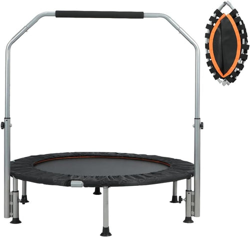 48 Inch Mini Trampoline Adult Fitness Rebounder Foldable Handle 150KG