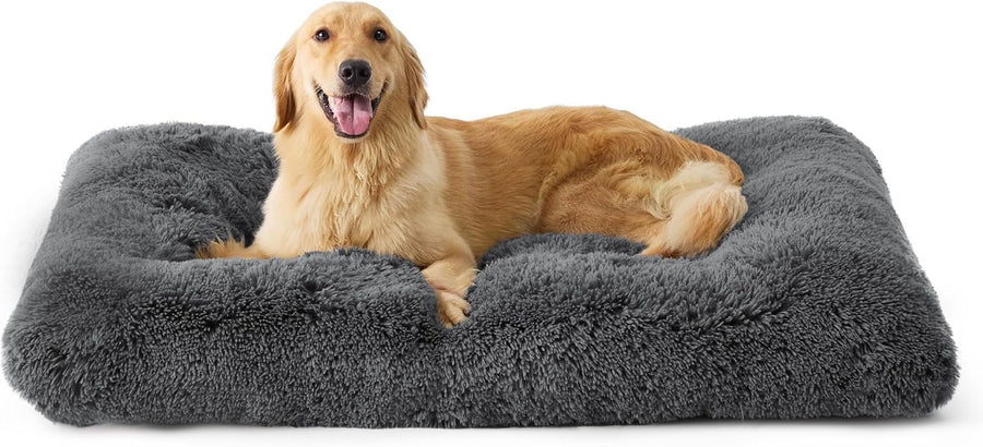 Large Fluffy Dog Crate Bed Washable Anti Slip 89x58cm