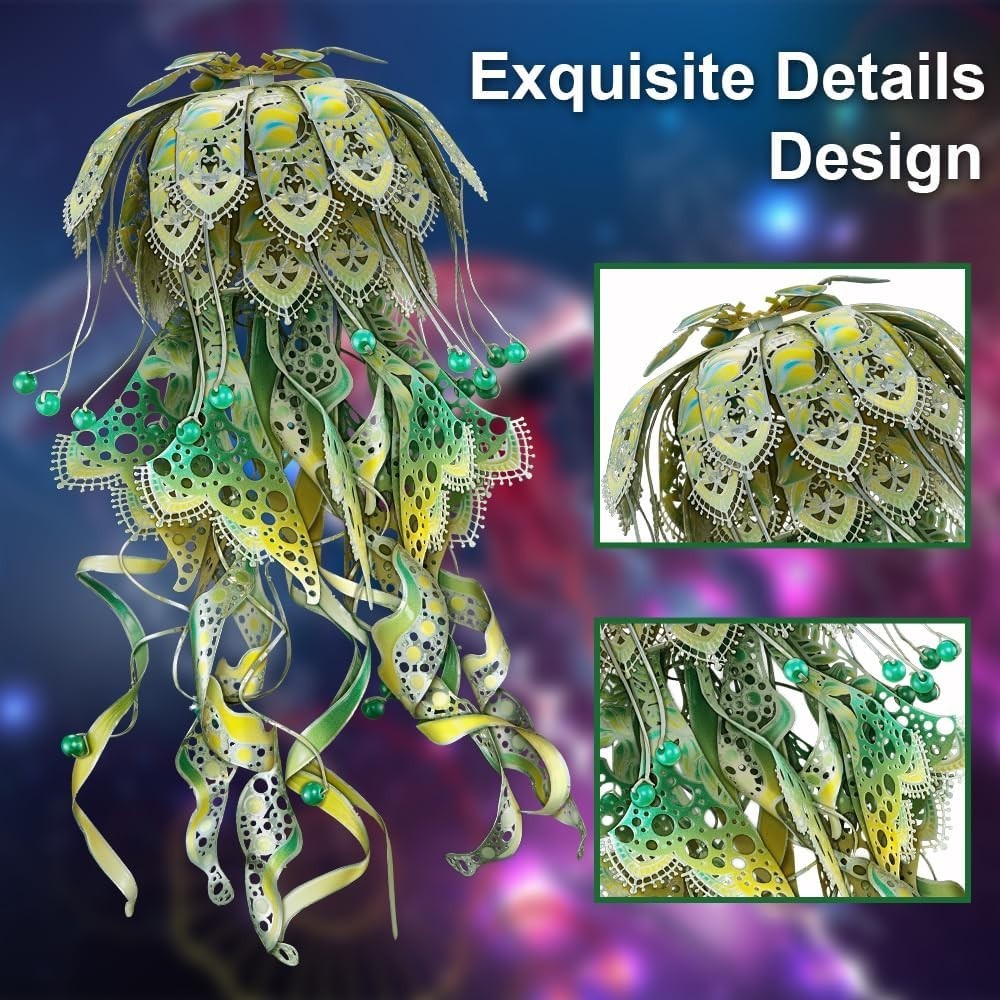 3D Metal Jellyfish Puzzle Kit for Adults Teens – 61pcs Marine Craft DIY Art