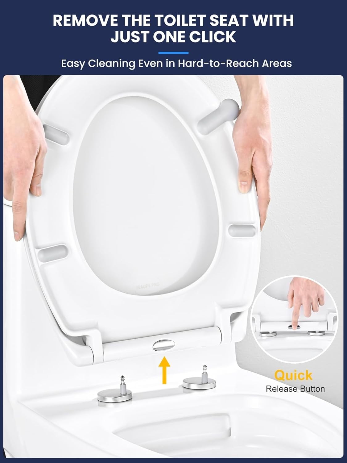 PRO Toilet Seat Soft Close O-Shape White Quick Release Adjustable Hinges 44.6x37