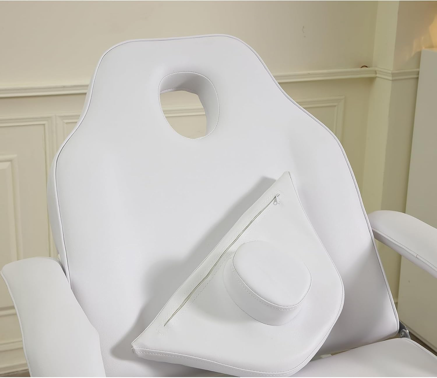 Hydraulic Massage Table 360° Swivel Adjustable Beauty Bed w/ Stool White